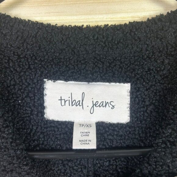 Tribal Jeans Sleeveless Asymmetrical Full Zip Black Long Vest Women's XS - Picture 2 of 5